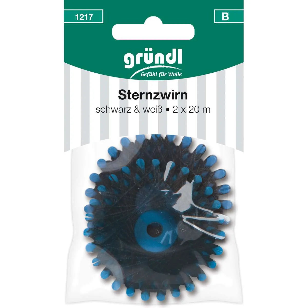 Gründl Sternzwirn, 2 x 20 m, schwarz & weiß Gründl