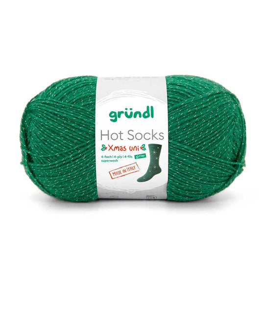 Gründl Sockenwolle, Hot Socks XMAS uni, 4-fach mit Glitter Gründl