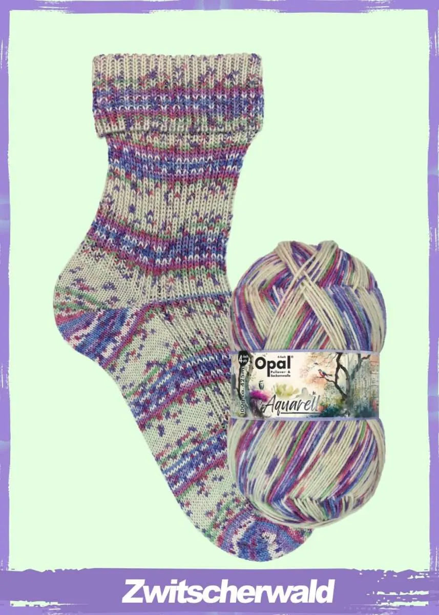 Opal Sockenwolle, Aquarell Opal