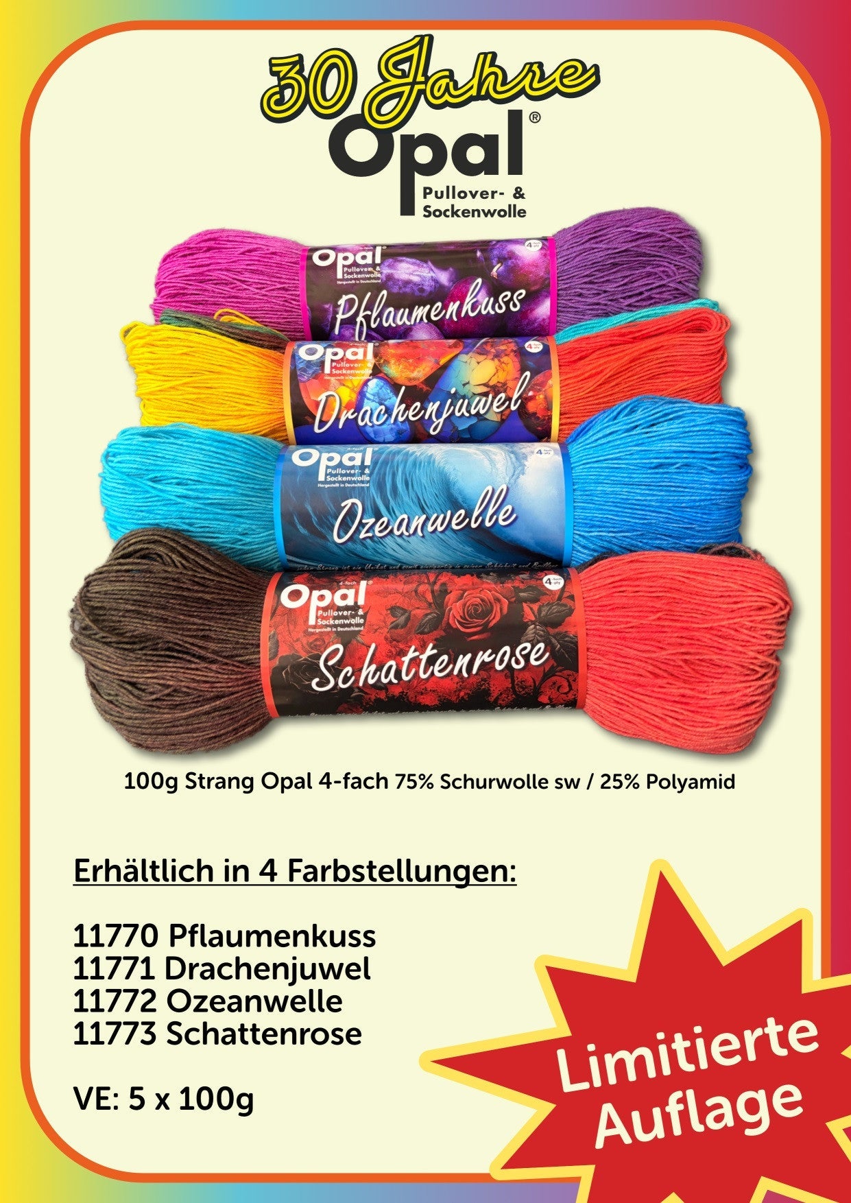 Opal 17/4 Strangfärbung 4f. 100g. Opal