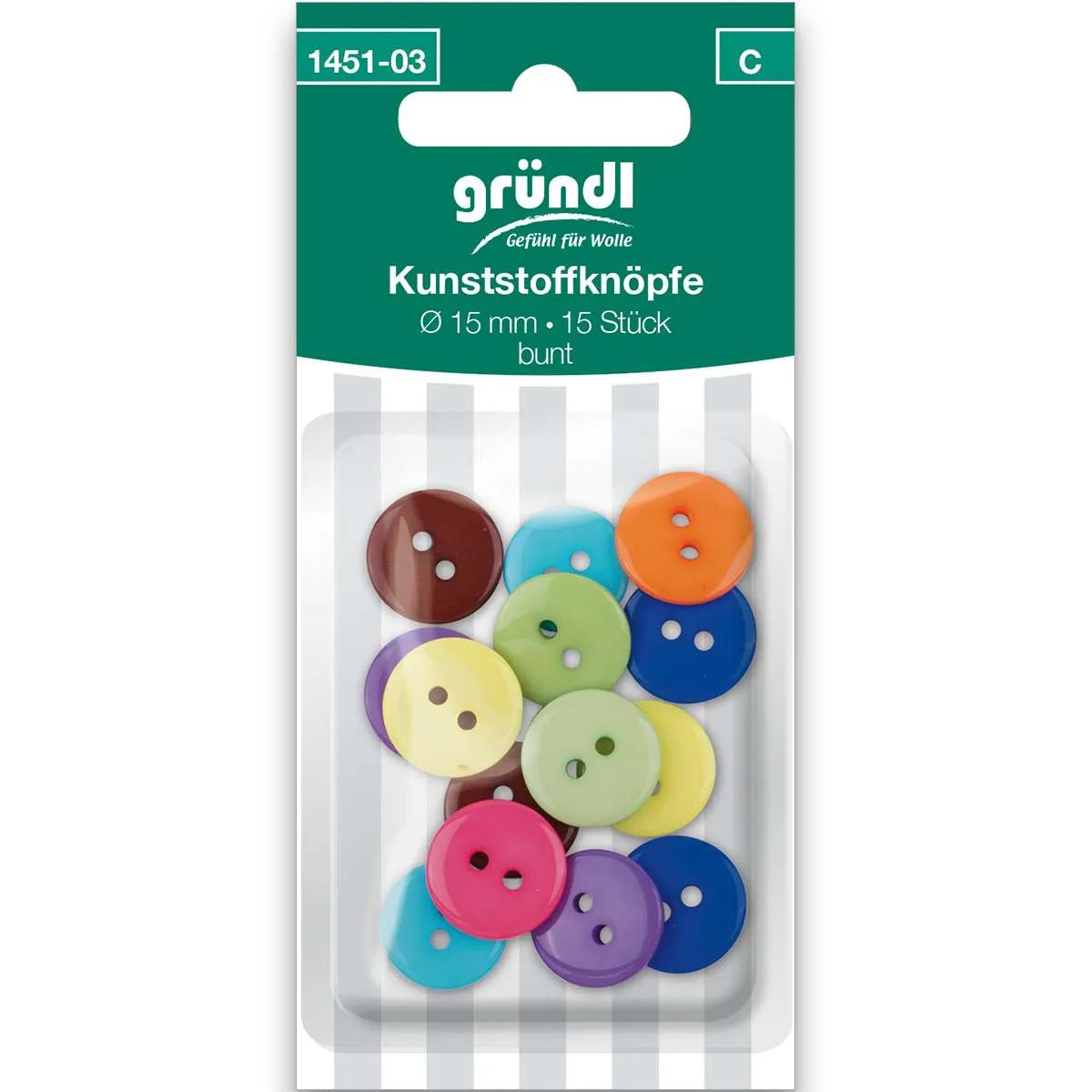 Gründl Kunststoffknöpfe, 15 Stück Gründl