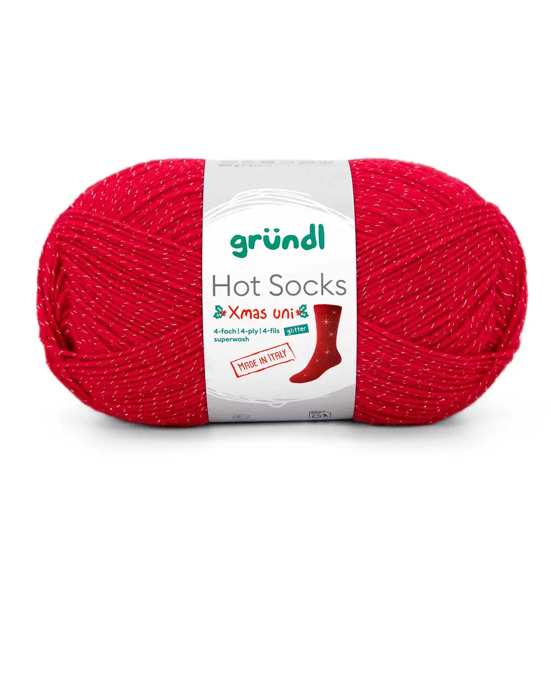 Gründl Sockenwolle, Hot Socks XMAS uni, 4-fach mit Glitter Gründl