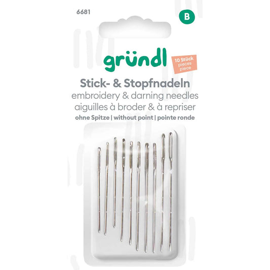 Stick- und Stopfnadeln ohne Spitze, 10 Stück Gründl