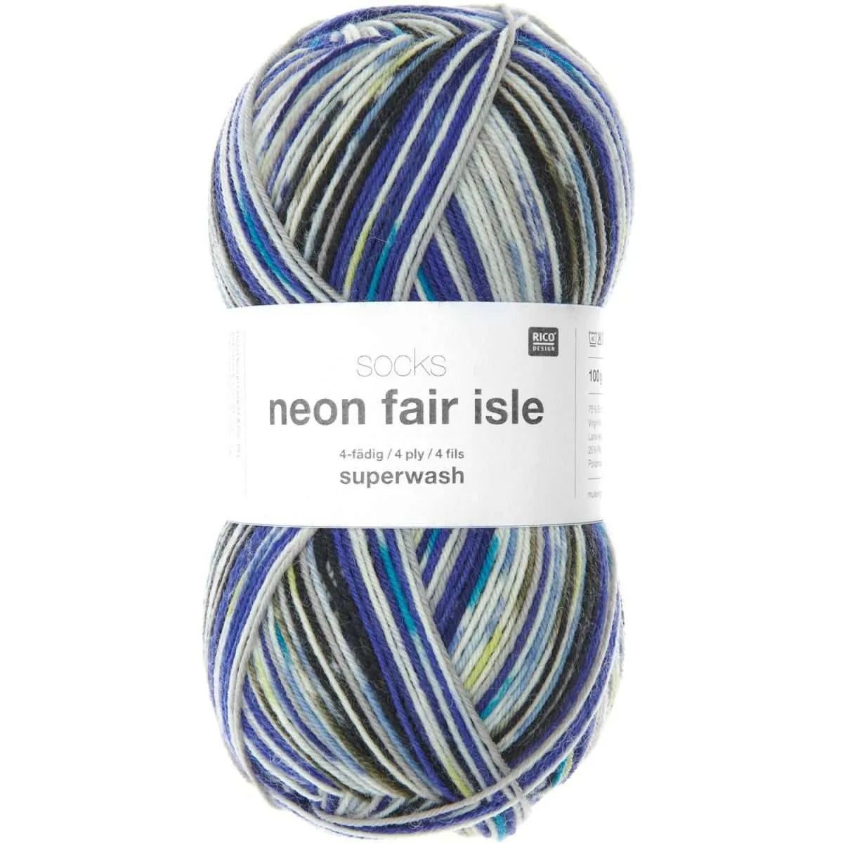 Rico Design Socks Neon Fair Isle 4-fädig Sockenwolle Rico Design