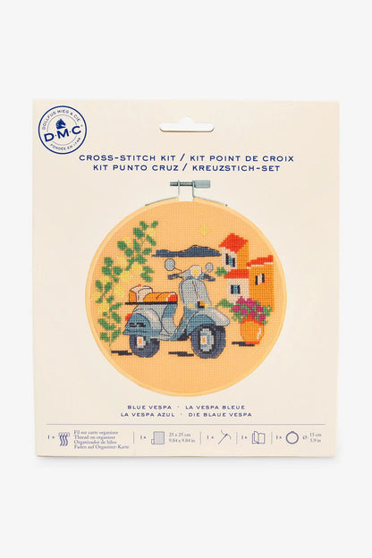 Blaue Vespa – Kreuzstichset Niveau mittel Anchor