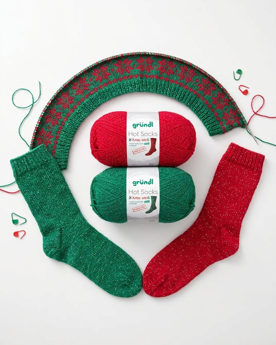 Gründl Sockenwolle, Hot Socks XMAS uni, 4-fach mit Glitter Gründl