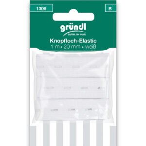 Gründl Knopfloch-Elastik, 20 mm x 1 m, weiß