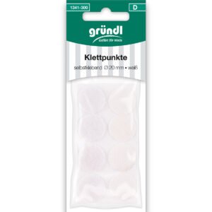 Gründl Klettpunkte selbstklebend, Ø 20 mm, weiß, 8 Stück
