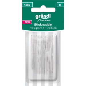Gründl Sticknadeln mit Spitze, 10 Nadeln, versch. Größen