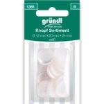 Gründl Knopf Sortiment, Ø 12/20/24 mm, 21 Stück, weiß