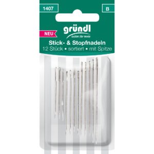 Gründl Stick- & Stopfnadeln mit Spitze, 12 Nadeln