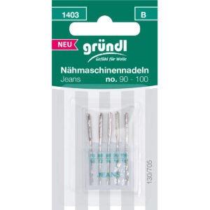 Gründl Nähmaschinennadeln Jeans, 5 Stück, No. 90 – 100