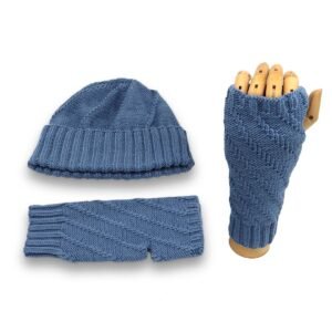 Strickset Mütze und Handstulpen Wirbelwind - Uni
